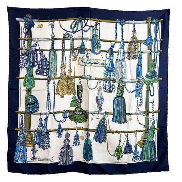 Hermes Navy Passementerie Tassel Scarf - Picture 1 of 4